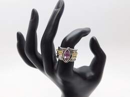 Or Paz Two Tone Sterling Silver Amethyst Spinner Ring 9.8g