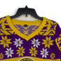 Womens Yellow Purple Snowflake Los Angeles Lakers Pullover Sweater Size M image number 3