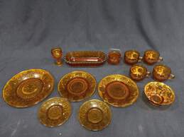 Bundle of Assorted Vintage Amber Glass Dishes