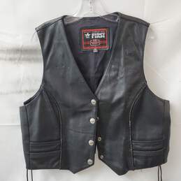 Men's Black First Leather Apparel Leather Vest Size 4X