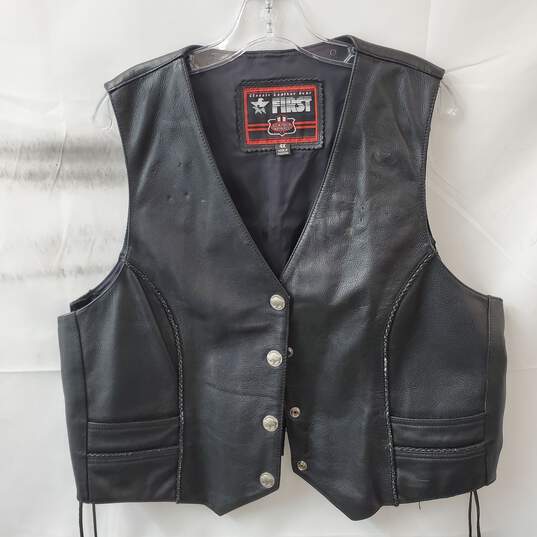 Men's Black First Leather Apparel Leather Vest Size 4X image number 1
