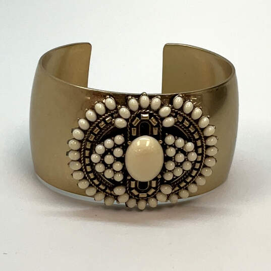 Designer Stella & Dot Gold-Tone White Round Stones Havana Cuff Bracelet image number 2