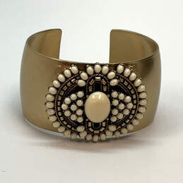 Designer Stella & Dot Gold-Tone White Round Stones Havana Cuff Bracelet alternative image