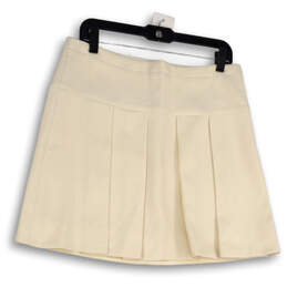 Womens White Regular Fit Pleated Back Zip Short A-Line Skirt Size 10