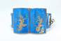 Vintage 925 Guilloche Blue Enamel Etched Dancers Wide Linked Panels Bracelet 53.7g image number 1