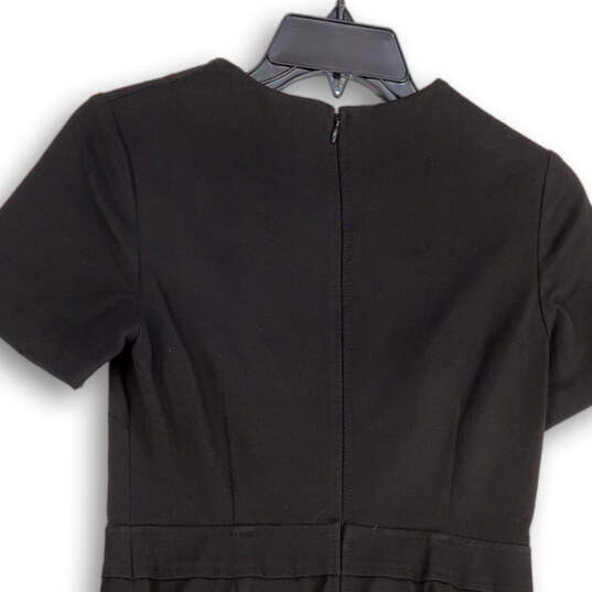 Womens Black Back Zip Round Neck Short Sleeve Formal Sheath Dress Size 2P image number 4