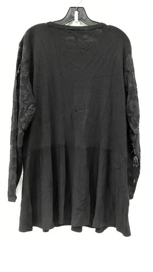 Lane Bryant Black Floral Lace Long Sleeve Shirt/Blouse Size 26/28 NWT image number 2
