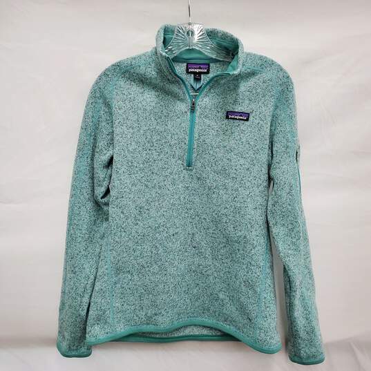 Patagonia WM's Long Sleeve Heather Green Fleece Pullover Size M image number 1