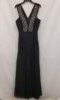 NWT Womens Black Beaded Sleeveless V-Neck Back Zip Ball Gown Dress Size 10 image number 1