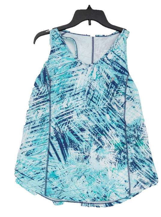 Womens Blue Tropical V-Neck Racerback Pullover Tank Top XL image number 1