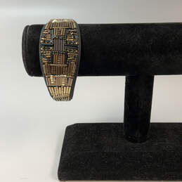 Designer Stella & Dot Gold-Tone Black Leather Adjustable Wrap Bracelet