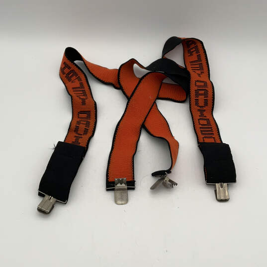 Mens Orange Black Adjustable Stretchable Metal Buckle Suspenders One Size image number 2