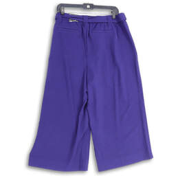 NWT Womens Blue Pleated Belted Welt Pocket Wide Leg Capri Pants Size XL alternative image