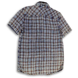 NWT Mens Blue Brown Plaid Short Sleeve Pockets Button-Up Shirt Size Small alternative image