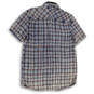NWT Mens Blue Brown Plaid Short Sleeve Pockets Button-Up Shirt Size Small image number 2