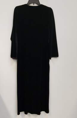 Womens Black Velvet Half Zip Long Sleeve Sleepwear Gown Size Medium alternative image