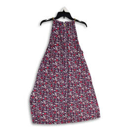 Womens Blue Pink Floral Sleeveless Round Neck Back Zip A-Line Dress Size XL alternative image