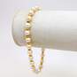 14K Yellow Gold Pearl & Gold Braded Bracelet 5.8g image number 3