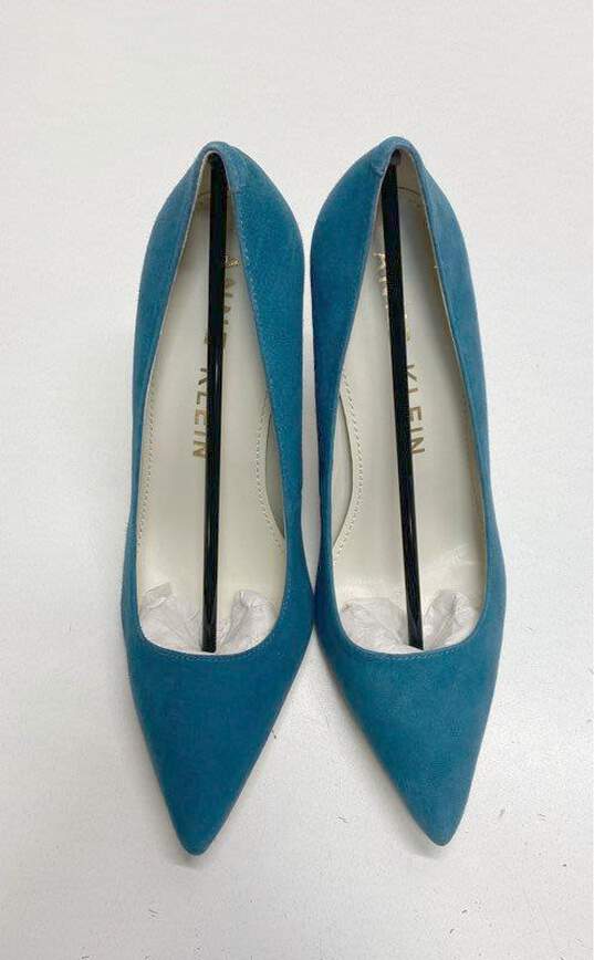 Anne Klein Suede Leather Pointed Toe Pumps Blue 8.5 image number 5