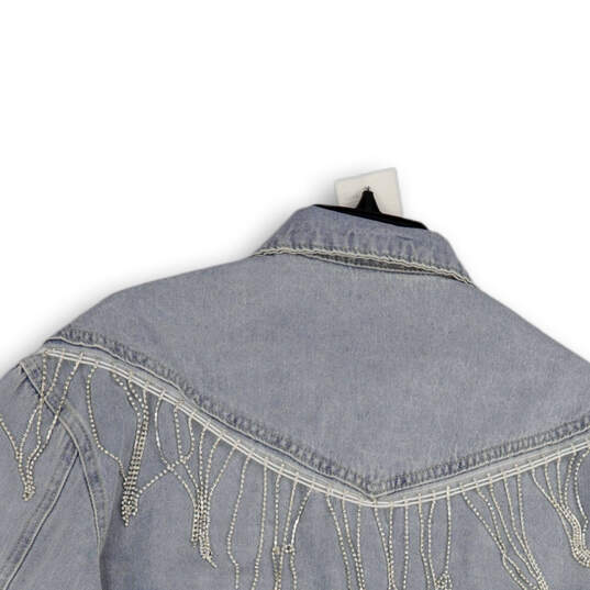 NWT Womens Blue Denim Long Sleeve Pockets Button Front Jean Jacket Size S image number 4