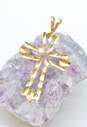 14K Yellow Gold Etched Cut Out Cross Pendant 0.9g image number 4
