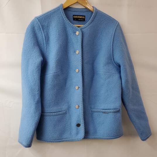 Geiger Austria Baby Blue Wool Button Up Sweater Women's 42 image number 1