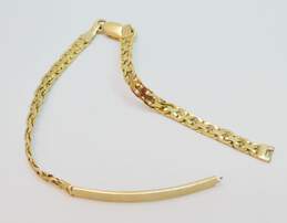 14K Gold Bar Charm Stamped Bismarck Chain Bracelet For Repair 6.8g alternative image