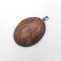 Sterling Silver Brown Marbled Stone Oval Pendant Damage 18.3g image number 4