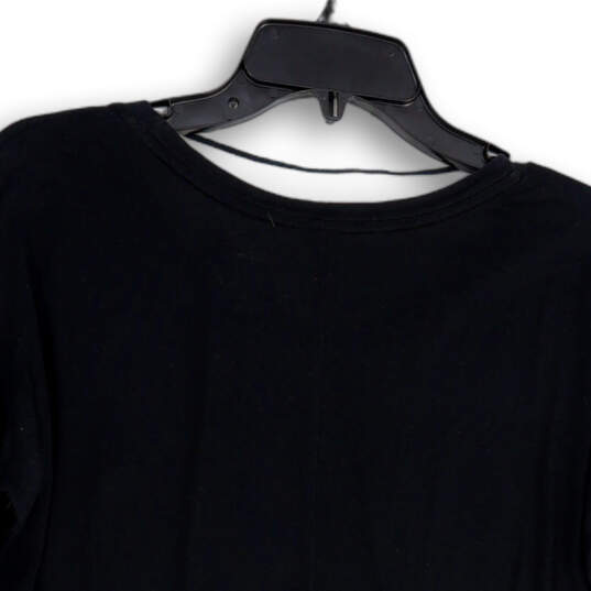 Womens Black Round Neck Long Sleeve Stretch Pullover T-Shirt Size XS image number 4