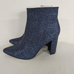 Glitter Pointed Toe Chunky Heel Zipper Ankle Boots alternative image