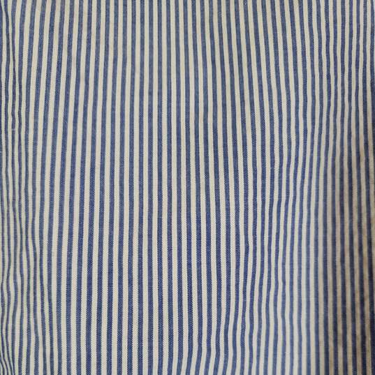 Mens Striped Long Sleeve Chest Pockets Collared Button-Up Shirt Size Small image number 3