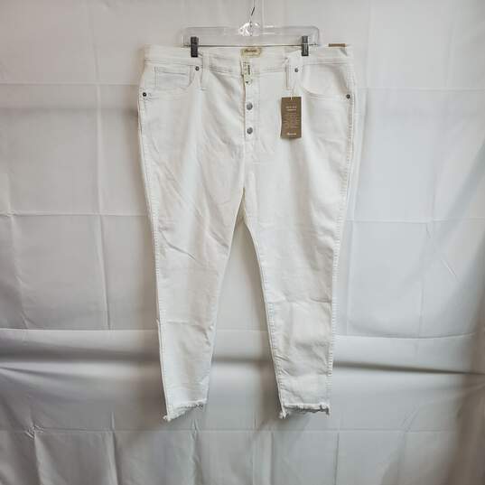 Madewell White Cotton Blend High Rise Raw Hem Skinny Jean WM Size W 36 NWT image number 1