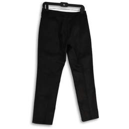 Womens Black Leather Flat Front Pockets Straight Leg Dress Pants Size 4 alternative image