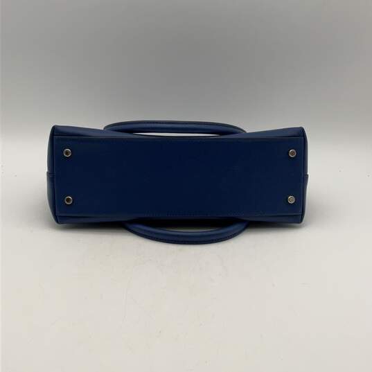 Womens Blue Leather Inner Pocket Bottom Stud Double Handle Shoulder Bag Purse image number 3