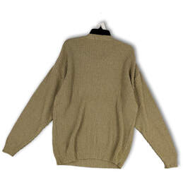 Mens Tan Striped Knitted Crew Neck Long Sleeve Pullover Sweater Size L alternative image