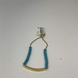 NWT Designer Michael Kors Gold-Tone Chain Curved Bar Blue Beaded Bracelet alternative image