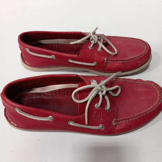 Sperry Top-Sider Men's Red Leather Boat Shoes Size 12M image number 2