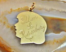 Vintage 14K Yellow Gold Personalized Girl Profile Head Charm 2.0g