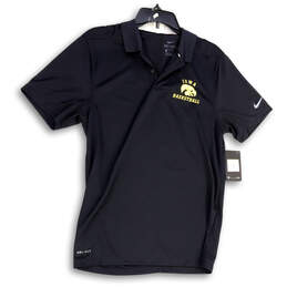 NWT Mens Black NCAA Football Iowa Hawkeyes Dri-Fit Polo Shirt Size Small
