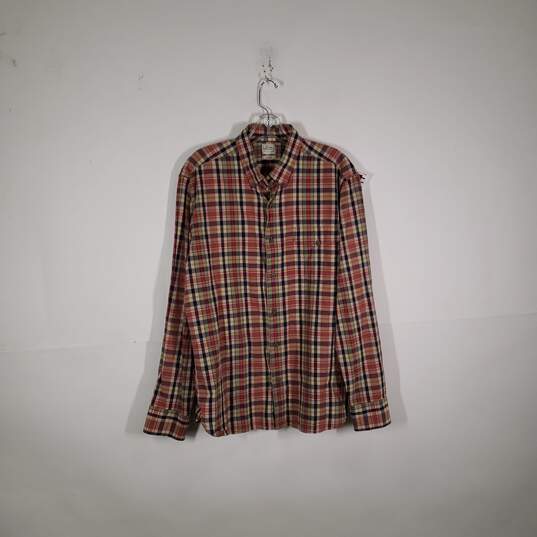 Mens Plaid Cotton Long Sleeve Collared Button-Up Shirt Size Large image number 1