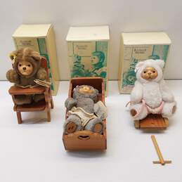 Bundle of 3 Raikes Bears Nursery Miniatures 1990 Bear Dolls
