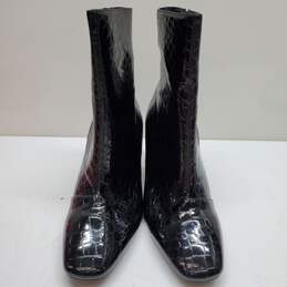 Raid Black Patent Leather Croc Pattern Size 8 Ankle Boots IOB