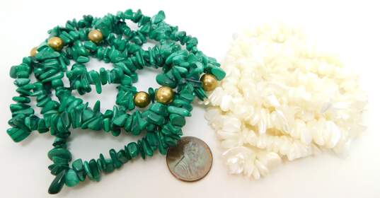 Artisan Brass, Malachite & Mother of Pearl Beaded Necklaces image number 6