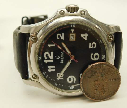 Men's Retro Bulova C899188 Black & White Analog Quartz Watch image number 5