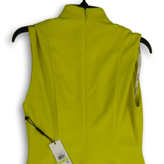 NWT Womens Yellow Sleeveless Keyhole Neck Back Zip Bodycon Dress Size 4 image number 4