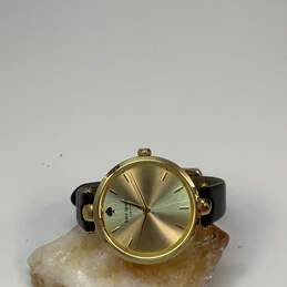 Designer Kate Spade Gold-Tone Leather Strap Round Dial Analog Wristwatch