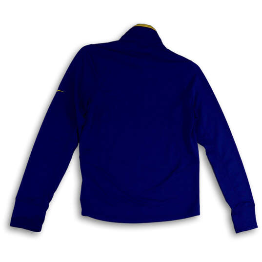 Mens Blue Mock Neck Long Sleeve Thumb Hole Pullover T-Shirt Size S image number 2