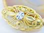 10K Two Tone Gold Ornate Openwork Floral Pendant 2.3g image number 1