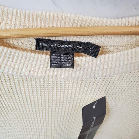 French Connection Beige Yellow Waffle Knit Sweater Size L with Tags image number 3