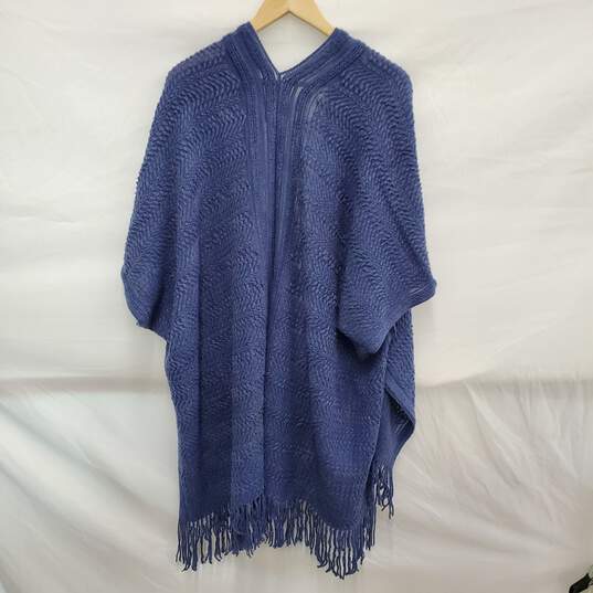 NWT Vince Camuto WM's Blue Indigo Fringe Knitted Shawl Size O/S image number 2